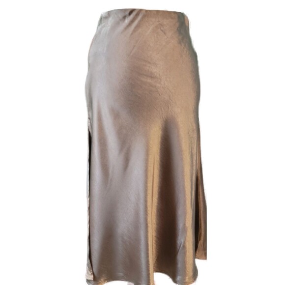 Silky Casual Elastic Satin Midi Skirt Sz S - Picture 4 of 7